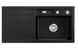SYSTEMCERAM Einbauspüle Bela 100 F Be. Re. Nigra 87 inkl. Handbetätigung, für 60 cm Schrankbreite, Spüle zum flächenbündigen Einbau, inkl. 4 x Eckradien R 10 Auflage Becken rechts 55200187