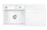 SYSTEMCERAM Einbauspüle Bela 100 F Be. Li Grönland 12 inkl. Handbetätigung, für 60 cm Schrankbreite, Spüle zum flächenbündigen Einbau, inkl. 4 x Eckradien R 10 Auflage Becken links 55210112