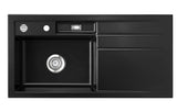SYSTEMCERAM Einbauspüle Bela 100 Be. Li. Nero 68 inkl. Handbetätigung, für 60 cm Schrankbreite, Einbauspüle Auflage Becken links 50210168