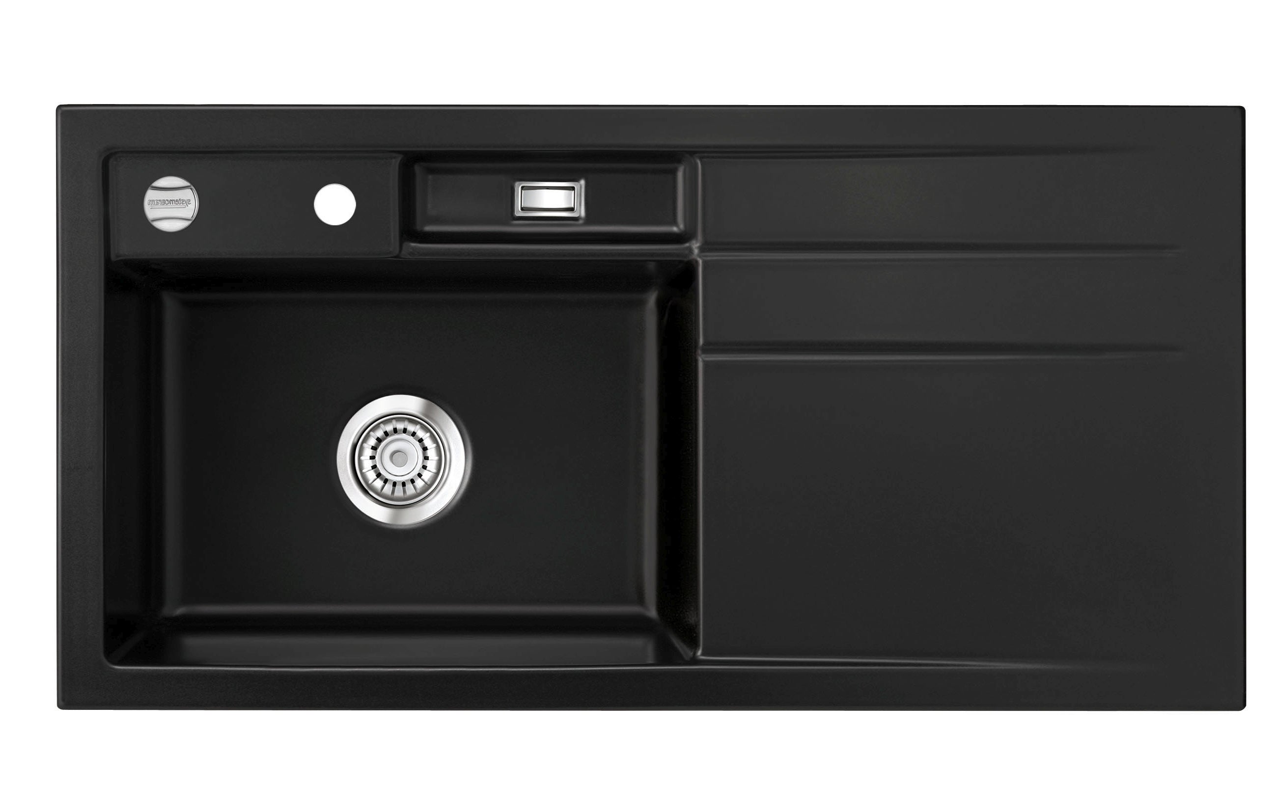 SYSTEMCERAM Einbauspüle Bela 100 Be. Li. Nigra 87 inkl. Excenterbetätigung, für 60 cm Schrankbreite, Einbauspüle Auflage Becken links 50210287