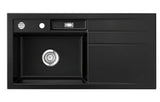 SYSTEMCERAM Einbauspüle Bela 100 Be. Li. Nigra 87 inkl. Excenterbetätigung, für 60 cm Schrankbreite, Einbauspüle Auflage Becken links 50210287