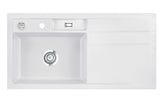 SYSTEMCERAM Einbauspüle Bela 100 Be. Li. Satin 20 inkl. Handbetätigung, für 60 cm Schrankbreite, Einbauspüle Auflage Becken links 50210120
