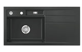 SYSTEMCERAM Einbauspüle Bela 100 Be. Li. Schiefer 85 inkl. Handbetätigung, für 60 cm Schrankbreite, Einbauspüle Auflage Becken links 50210185