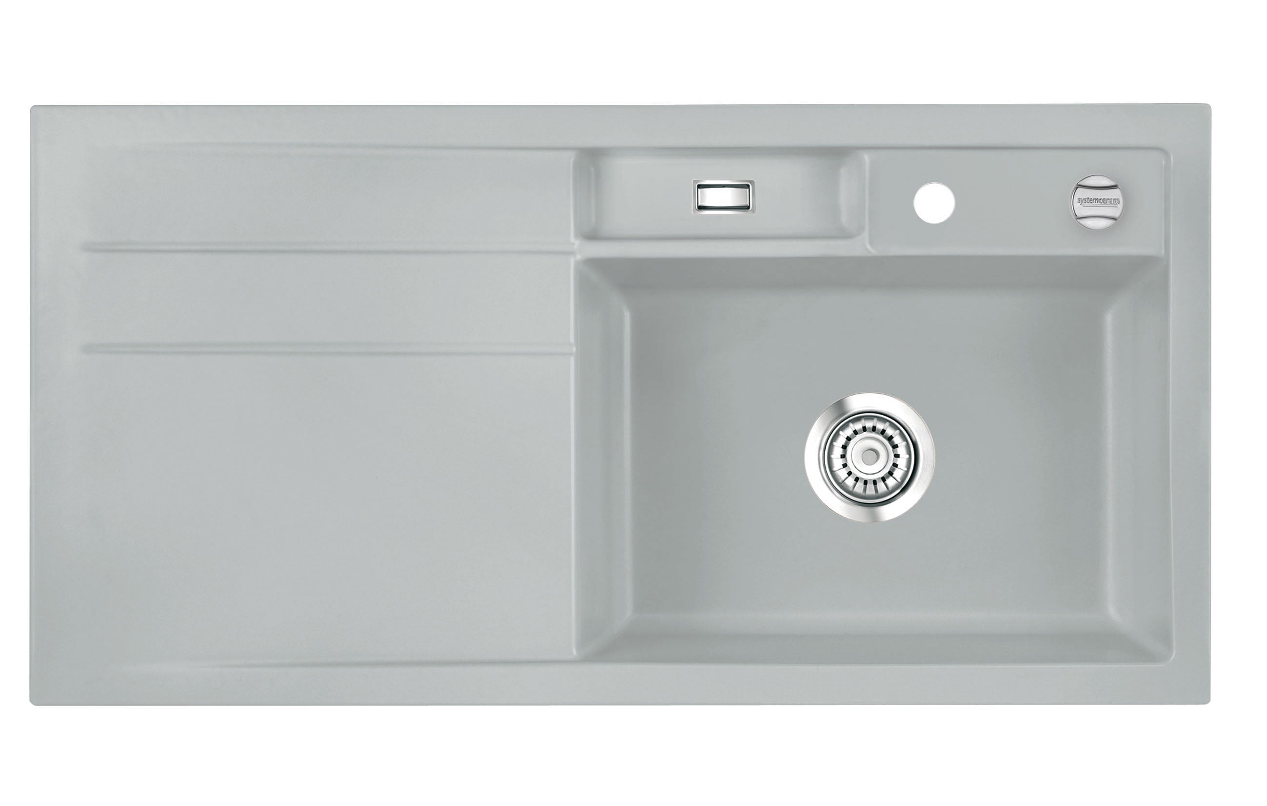 SYSTEMCERAM Einbauspüle Bela 100 Be. Re. Titan 78 inkl. Handbetätigung, für 60 cm Schrankbreite, Einbauspüle Auflage Becken rechts 50200178