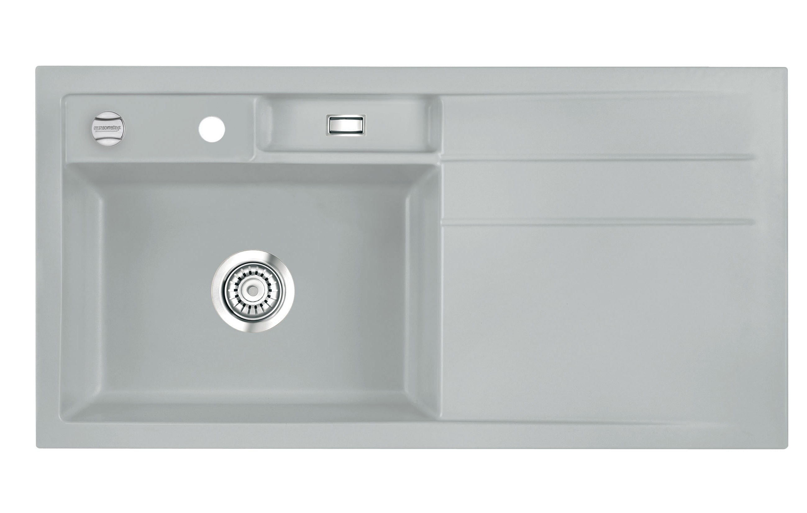 SYSTEMCERAM Einbauspüle Bela 100 Be. Li. Titan 78 inkl. Handbetätigung, für 60 cm Schrankbreite, Einbauspüle Auflage Becken links 50210178