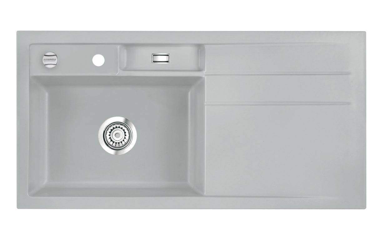 SYSTEMCERAM Einbauspüle Bela 100 Be. Li. Titan 78 inkl. Handbetätigung, für 60 cm Schrankbreite, Einbauspüle Auflage Becken links 50210178