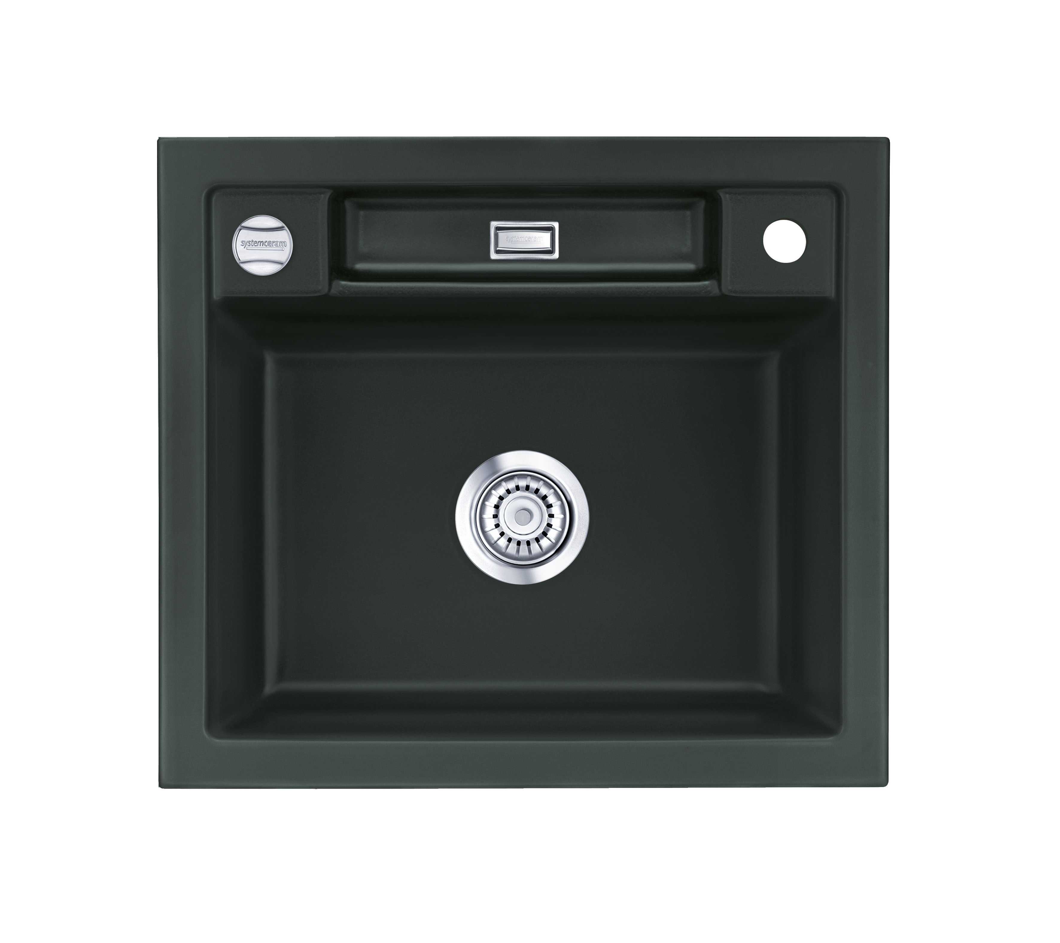 SYSTEMCERAM Einbauspüle Bela 57 F Eibe 56 inkl. Handbetätigung, für 60 cm Schrankbreite, Spüle zum flächenbündigen Einbau, inkl. 4 x Eckradien R 10 Auflage keine Beckenlage 55160156