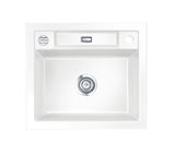 SYSTEMCERAM Einbauspüle Bela 57 F Grönland 12 inkl. Handbetätigung, für 60 cm Schrankbreite, Spüle zum flächenbündigen Einbau, inkl. 4 x Eckradien R 10 Auflage keine Beckenlage 55160112