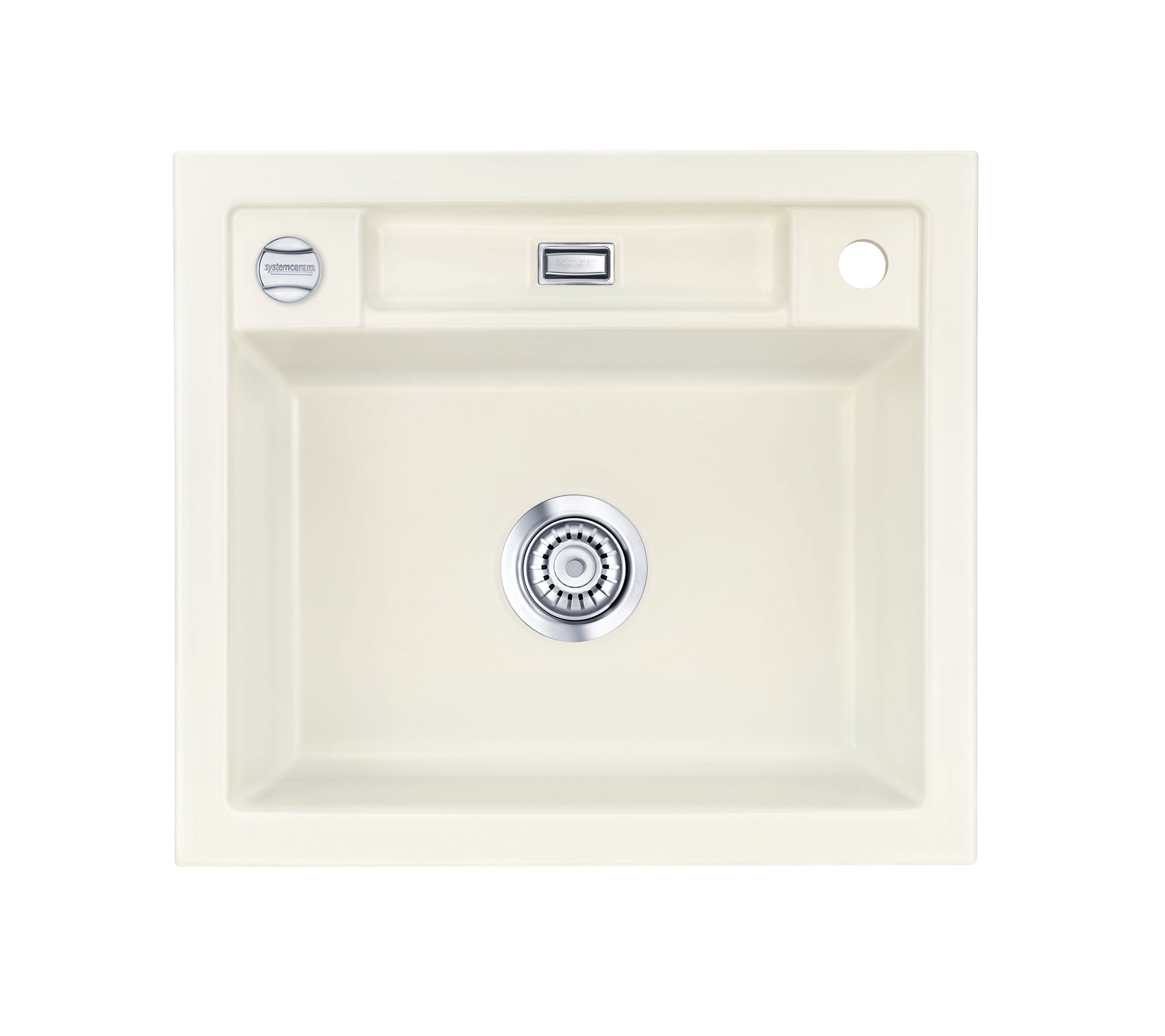 SYSTEMCERAM Einbauspüle Bela 57 F Jasmin 19 inkl. Handbetätigung, für 60 cm Schrankbreite, Spüle zum flächenbündigen Einbau, inkl. 4 x Eckradien R 10 Auflage keine Beckenlage 55160119