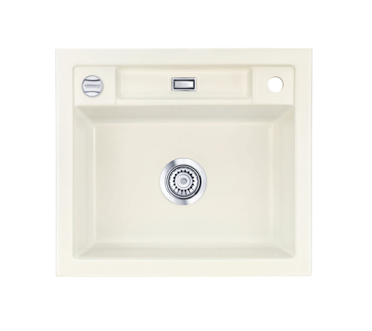 SYSTEMCERAM Einbauspüle Bela 57 F Jasmin 19 inkl. Handbetätigung, für 60 cm Schrankbreite, Spüle zum flächenbündigen Einbau, inkl. 4 x Eckradien R 10 Auflage keine Beckenlage 55160119