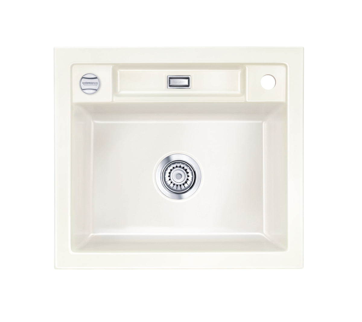 SYSTEMCERAM Einbauspüle Bela 57 F Magnolie 10 inkl. Excenterbetätigung, für 60 cm Schrankbreite, Spüle zum flächenbündigen Einbau, inkl. 4 x Eckradien R 10 Auflage keine Beckenlage 55160210