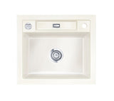 SYSTEMCERAM Einbauspüle Bela 57 F Magnolie 10 inkl. Excenterbetätigung, für 60 cm Schrankbreite, Spüle zum flächenbündigen Einbau, inkl. 4 x Eckradien R 10 Auflage keine Beckenlage 55160210