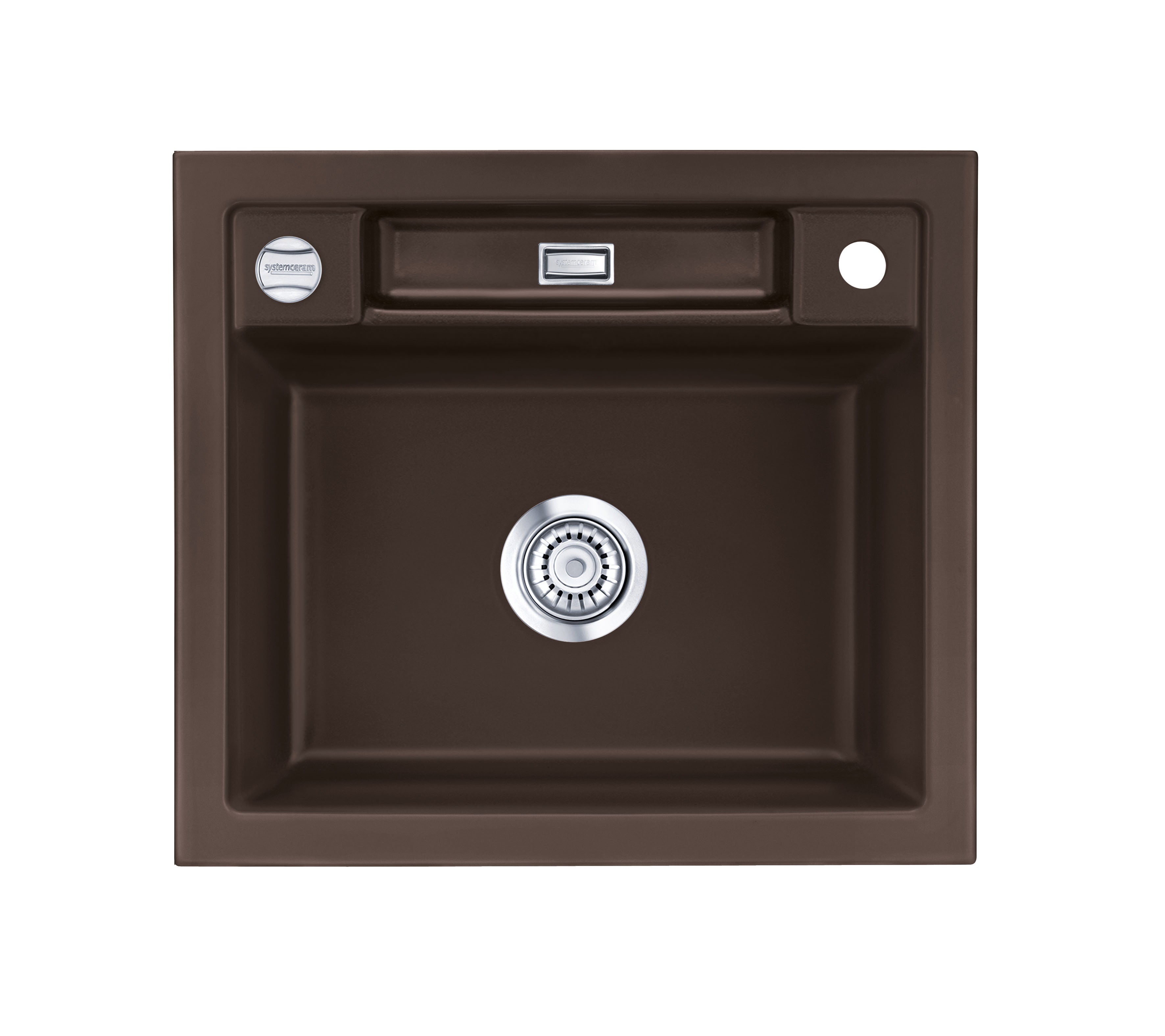 SYSTEMCERAM Einbauspüle Bela 57 F Siena 65 inkl. Handbetätigung, für 60 cm Schrankbreite, Spüle zum flächenbündigen Einbau, inkl. 4 x Eckradien R 10 Auflage keine Beckenlage 55160165