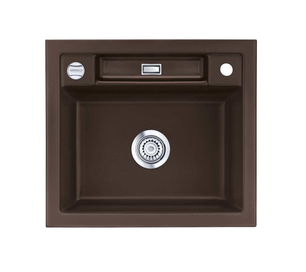 SYSTEMCERAM Einbauspüle Bela 57 F Siena 65 inkl. Handbetätigung, für 60 cm Schrankbreite, Spüle zum flächenbündigen Einbau, inkl. 4 x Eckradien R 10 Auflage keine Beckenlage 55160165