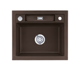 SYSTEMCERAM Einbauspüle Bela 57 F Siena 65 inkl. Handbetätigung, für 60 cm Schrankbreite, Spüle zum flächenbündigen Einbau, inkl. 4 x Eckradien R 10 Auflage keine Beckenlage 55160165
