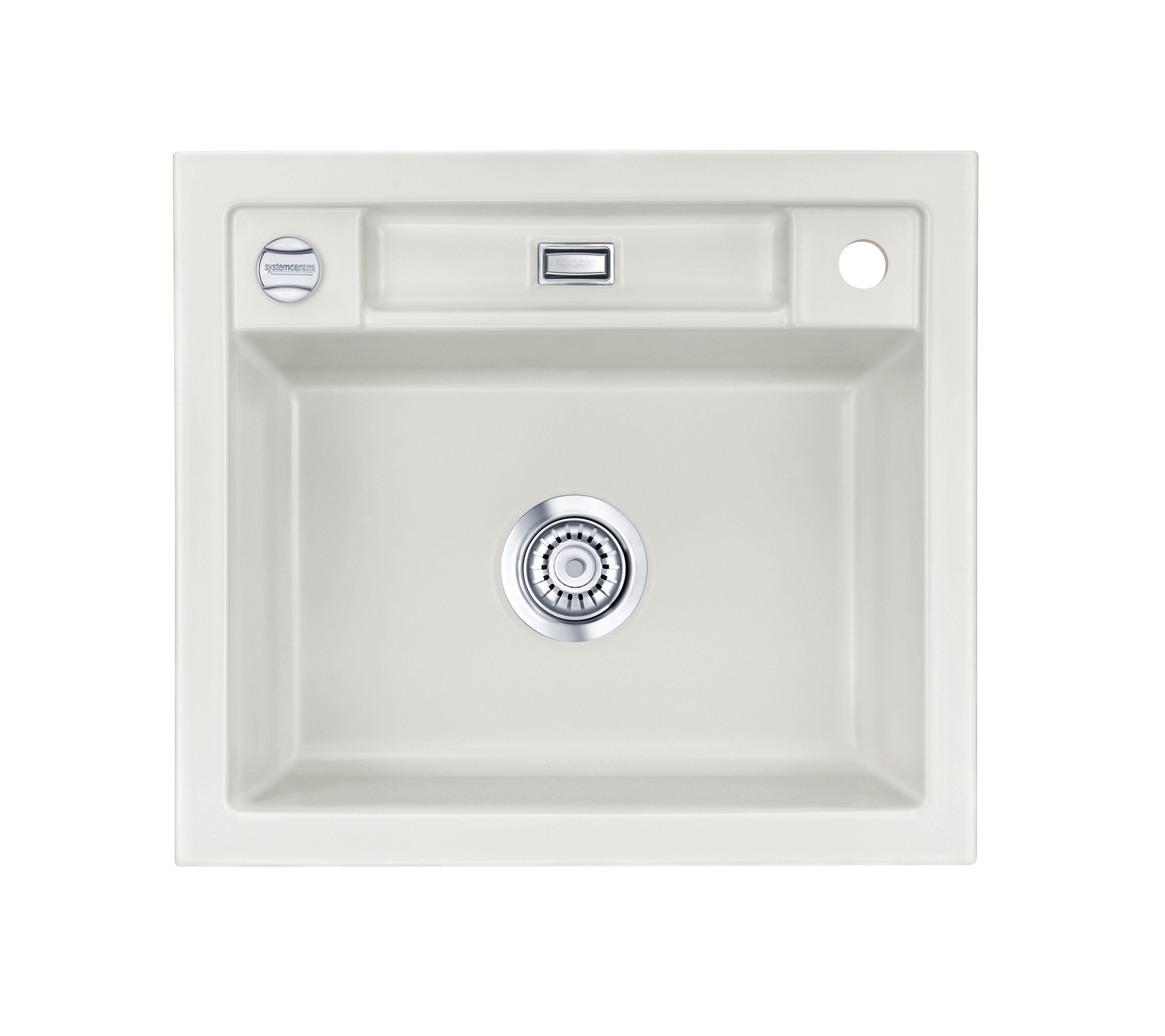 SYSTEMCERAM Einbauspüle Bela 57 Alu 76 inkl. Excenterbetätigung, für 60 cm Schrankbreite, Einbauspüle Auflage keine Beckenlage 50160276