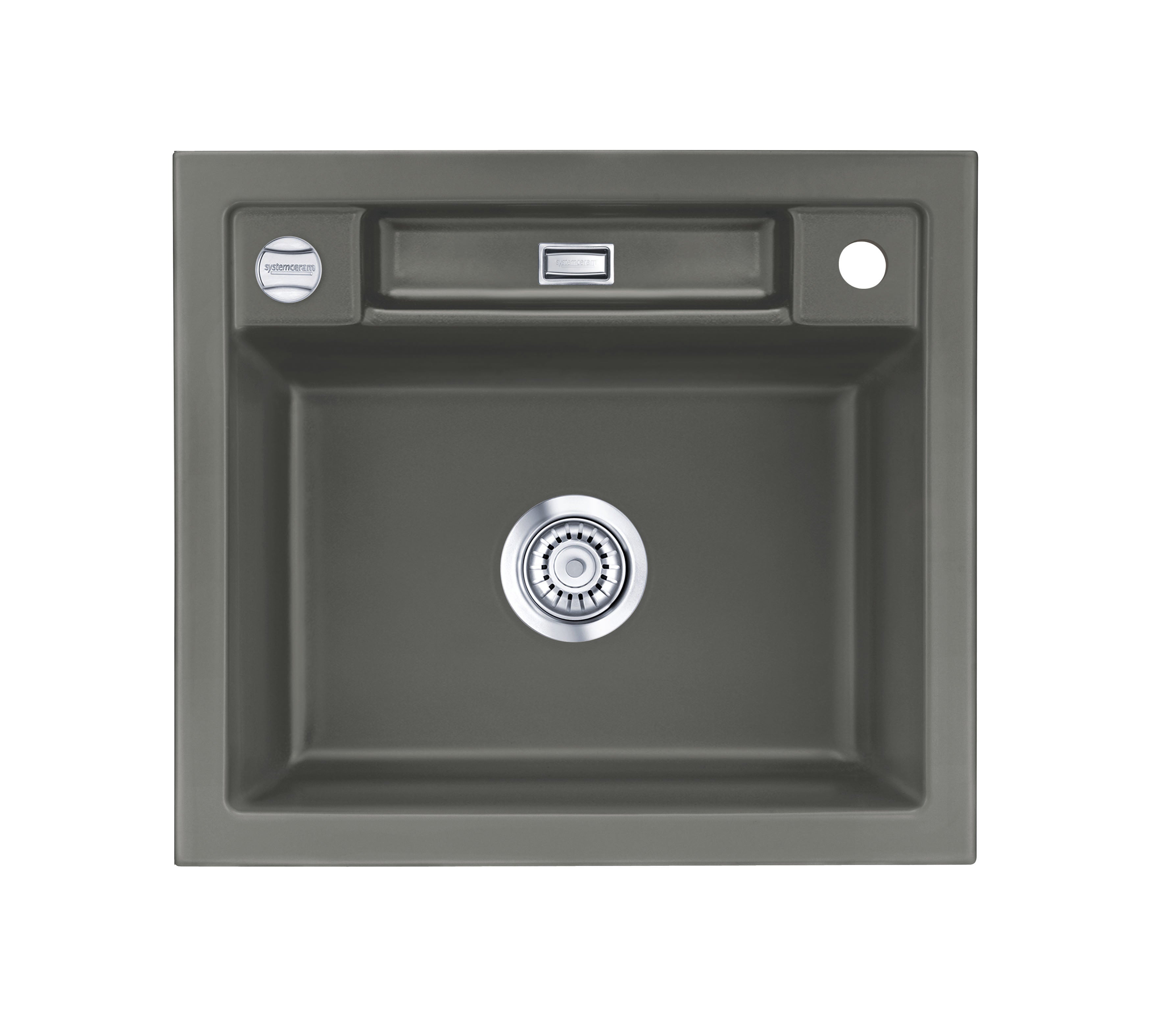 SYSTEMCERAM Einbauspüle Bela 57 Lava 80 inkl. Excenterbetätigung, für 60 cm Schrankbreite, Einbauspüle Auflage keine Beckenlage 50160280
