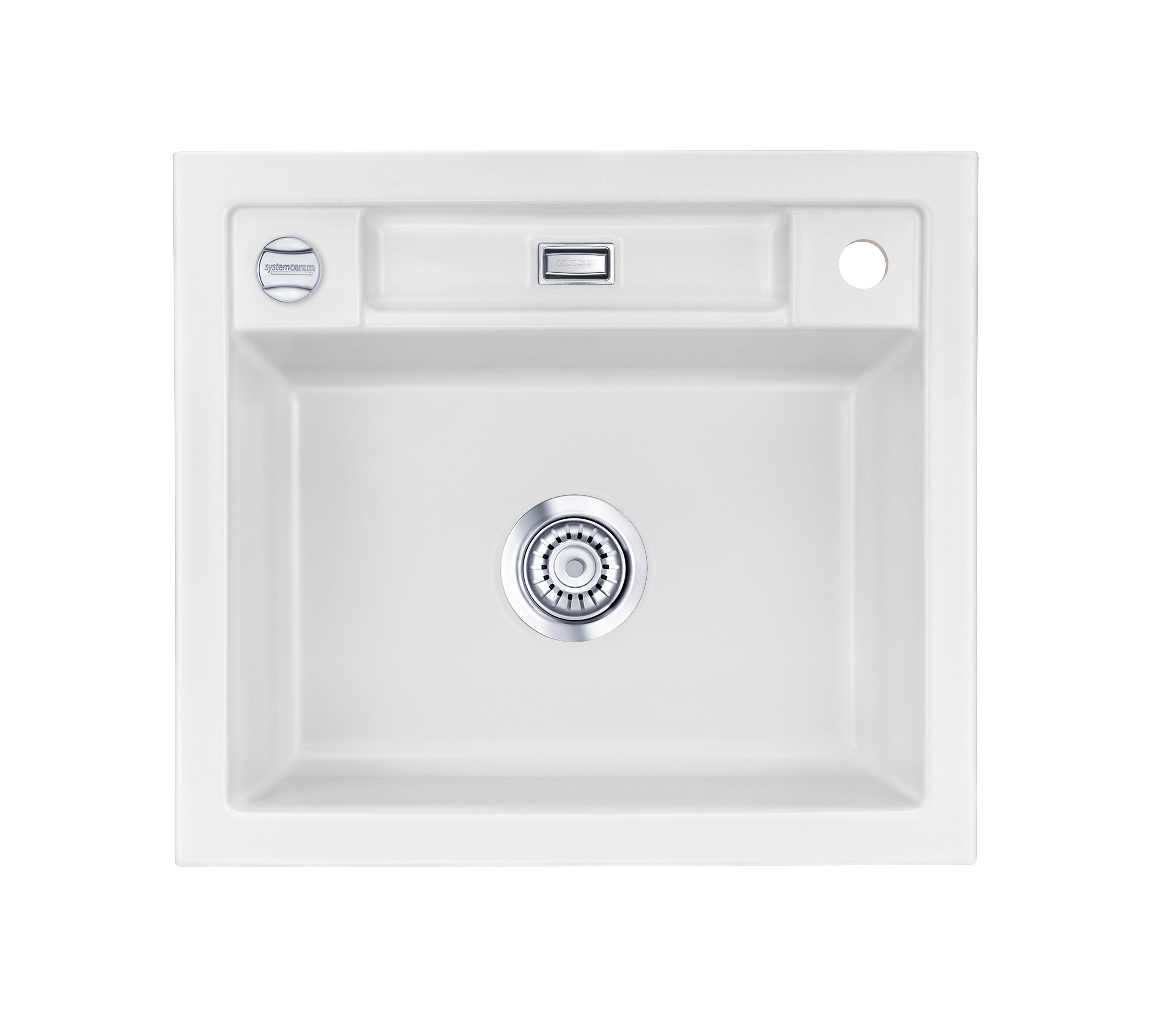 SYSTEMCERAM Einbauspüle Bela 57 Satin 20 inkl. Excenterbetätigung, für 60 cm Schrankbreite, Einbauspüle Auflage keine Beckenlage 50160220