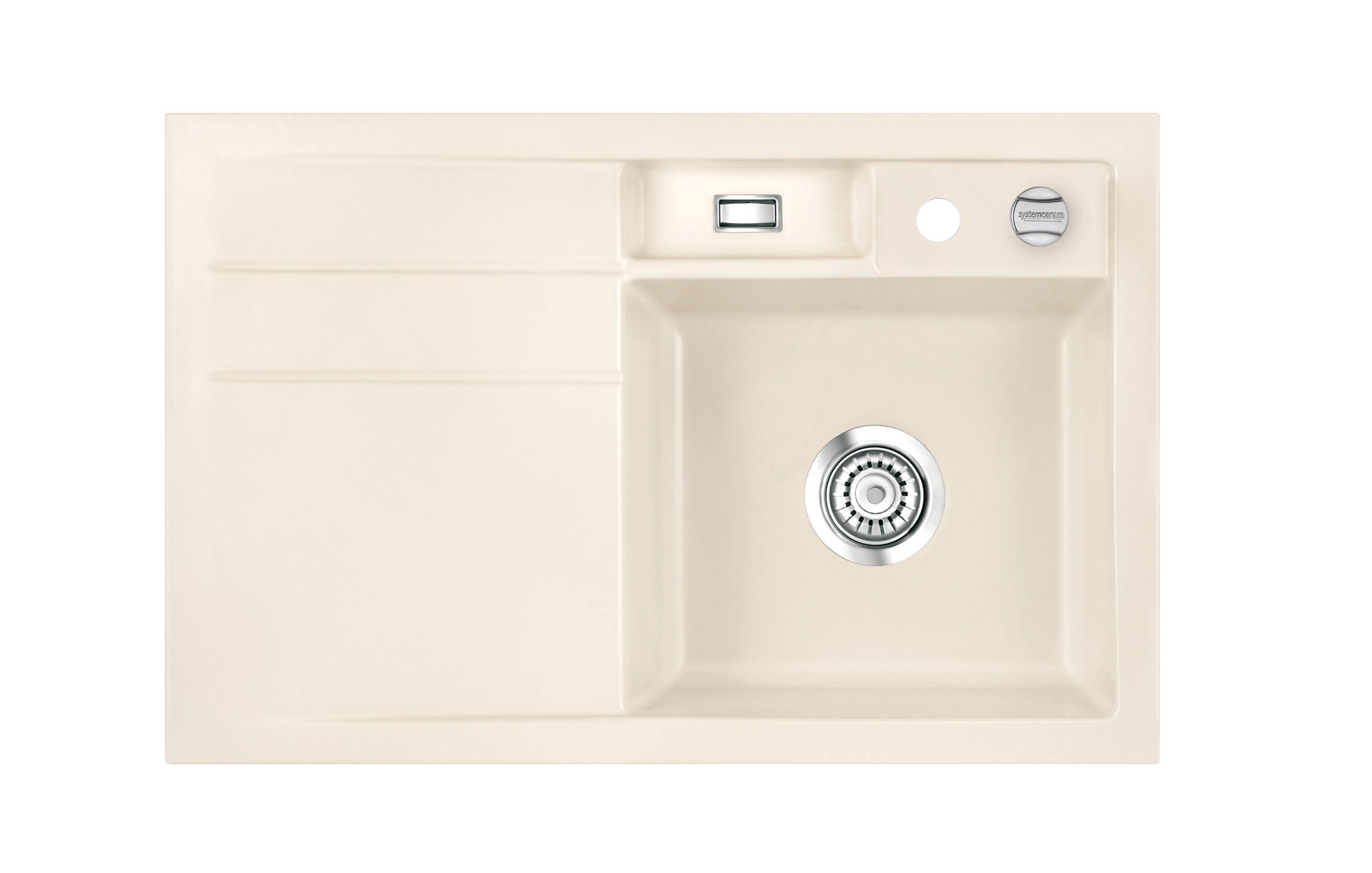 SYSTEMCERAM Einbauspüle Bela 78 F Be. Re. Jasmin 19 inkl. Excenterbetätigung, für 45 cm Schrankbreite, Spüle zum flächenbündigen Einbau, inkl. 4 x Eckradien R 10 Auflage Becken rechts 55180219