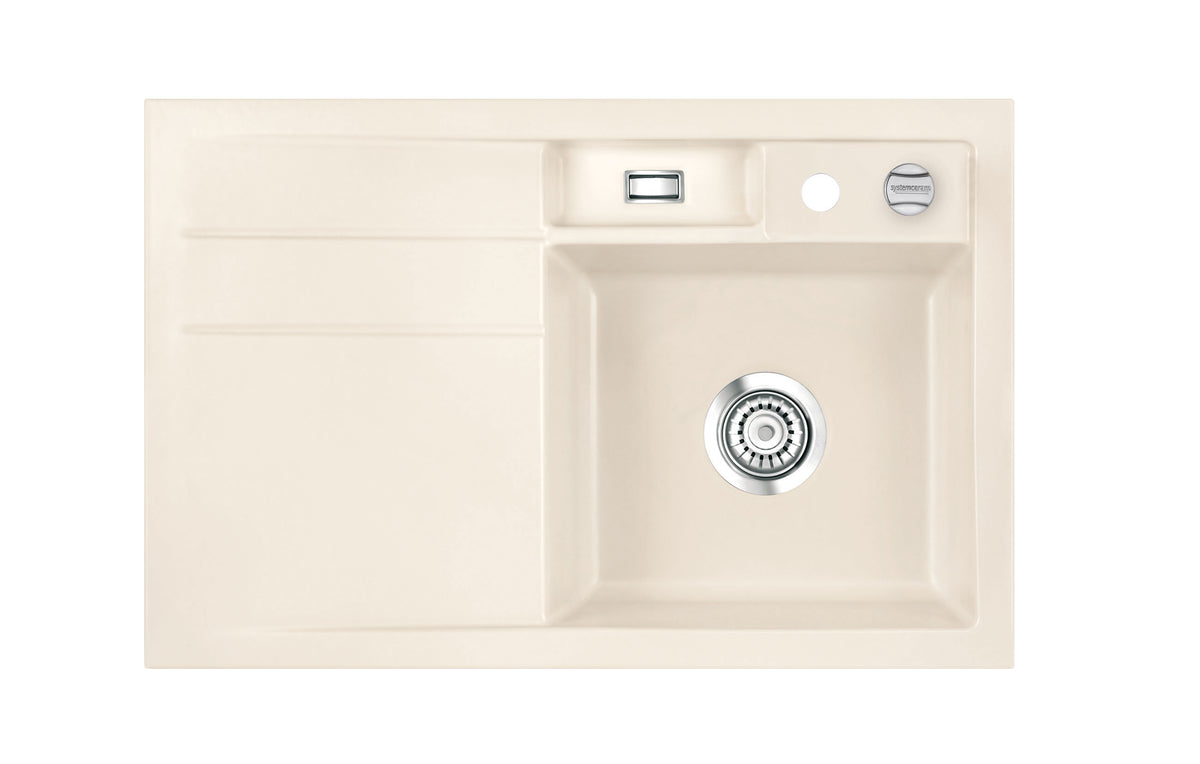 SYSTEMCERAM Einbauspüle Bela 78 F Be. Re. Jasmin 19 inkl. Excenterbetätigung, für 45 cm Schrankbreite, Spüle zum flächenbündigen Einbau, inkl. 4 x Eckradien R 10 Auflage Becken rechts 55180219
