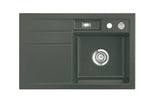 SYSTEMCERAM Einbauspüle Bela 78 F Be. Re. Lava 80 inkl. Excenterbetätigung, für 45 cm Schrankbreite, Spüle zum flächenbündigen Einbau, inkl. 4 x Eckradien R 10 Auflage Becken rechts 55180280