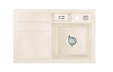 SYSTEMCERAM Einbauspüle Bela 78 F Be. Re. Magnolie 10 inkl. Handbetätigung, für 45 cm Schrankbreite, Spüle zum flächenbündigen Einbau, inkl. 4 x Eckradien R 10 Auflage Becken rechts 55180110