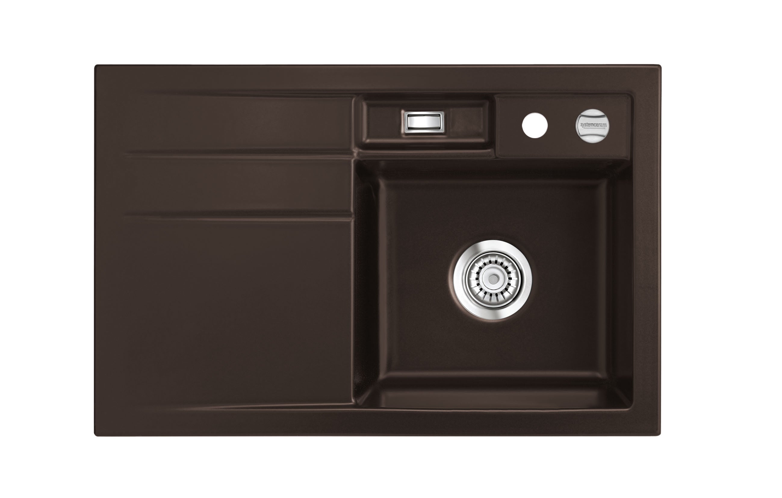 SYSTEMCERAM Einbauspüle Bela 78 F Be. Re. Siena 65 inkl. Excenterbetätigung, für 45 cm Schrankbreite, Spüle zum flächenbündigen Einbau, inkl. 4 x Eckradien R 10 Auflage Becken rechts 55180265