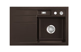 SYSTEMCERAM Einbauspüle Bela 78 F Be. Re. Siena 65 inkl. Excenterbetätigung, für 45 cm Schrankbreite, Spüle zum flächenbündigen Einbau, inkl. 4 x Eckradien R 10 Auflage Becken rechts 55180265