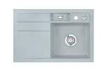 SYSTEMCERAM Einbauspüle Bela 78 F Be. Re. Titan 78 inkl. Handbetätigung, für 45 cm Schrankbreite, Spüle zum flächenbündigen Einbau, inkl. 4 x Eckradien R 10 Auflage Becken rechts 55180178