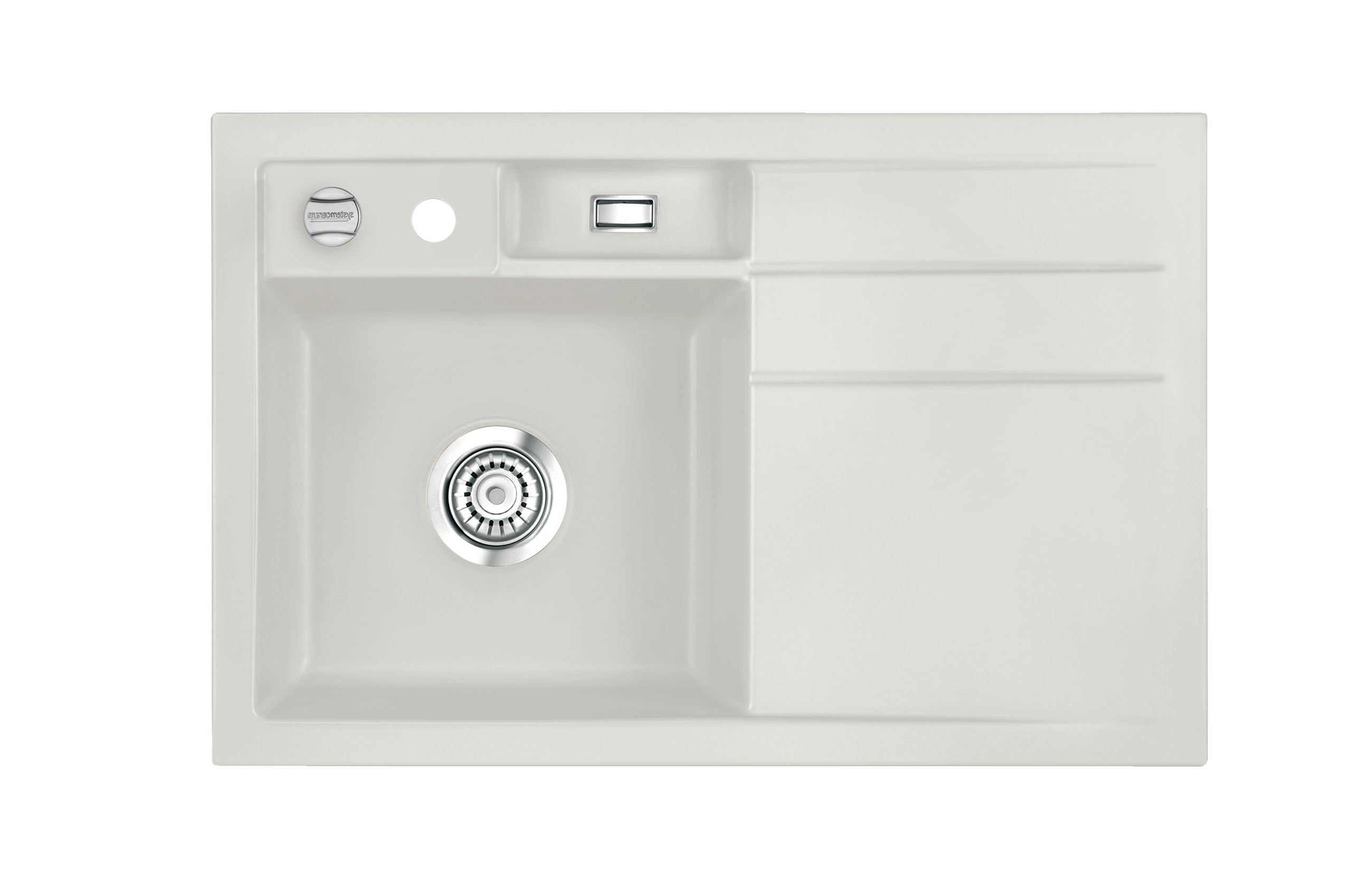 SYSTEMCERAM Einbauspüle Bela 78 F Be. Li. Alu 76 inkl. Excenterbetätigung, für 45 cm Schrankbreite, Spüle zum flächenbündigen Einbau, inkl. 4 x Eckradien R 10 Auflage Becken links 55190276