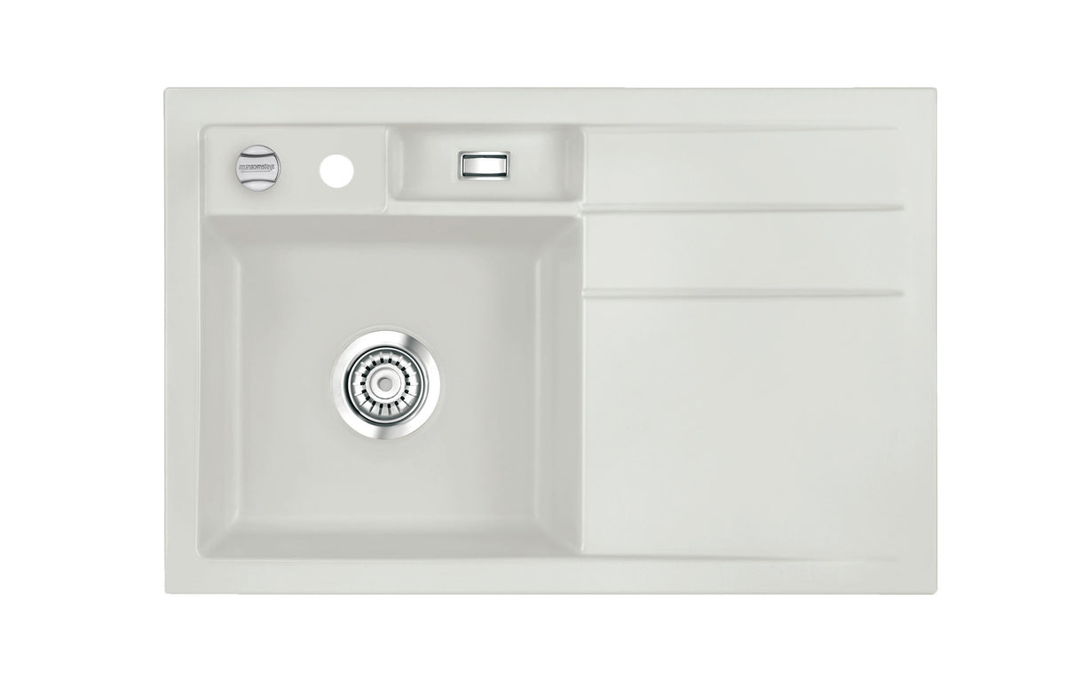 SYSTEMCERAM Einbauspüle Bela 78 F Be. Li. Alu 76 inkl. Excenterbetätigung, für 45 cm Schrankbreite, Spüle zum flächenbündigen Einbau, inkl. 4 x Eckradien R 10 Auflage Becken links 55190276