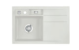 SYSTEMCERAM Einbauspüle Bela 78 Be. li. Alu 76 inkl. Handbetätigung, für 45 cm Schrankbreite, Einbauspüle Auflage Becken links 50190176