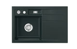 SYSTEMCERAM Einbauspüle Bela 78 F Be. Li. Eibe 56 inkl. Handbetätigung, für 45 cm Schrankbreite, Spüle zum flächenbündigen Einbau, inkl. 4 x Eckradien R 10 Auflage Becken links 55190156