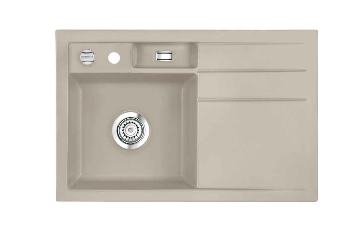 SYSTEMCERAM Einbauspüle Bela 78 Be. li. Fango 23 inkl. Excenterbetätigung, für 45 cm Schrankbreite, Einbauspüle Auflage Becken links 50190223