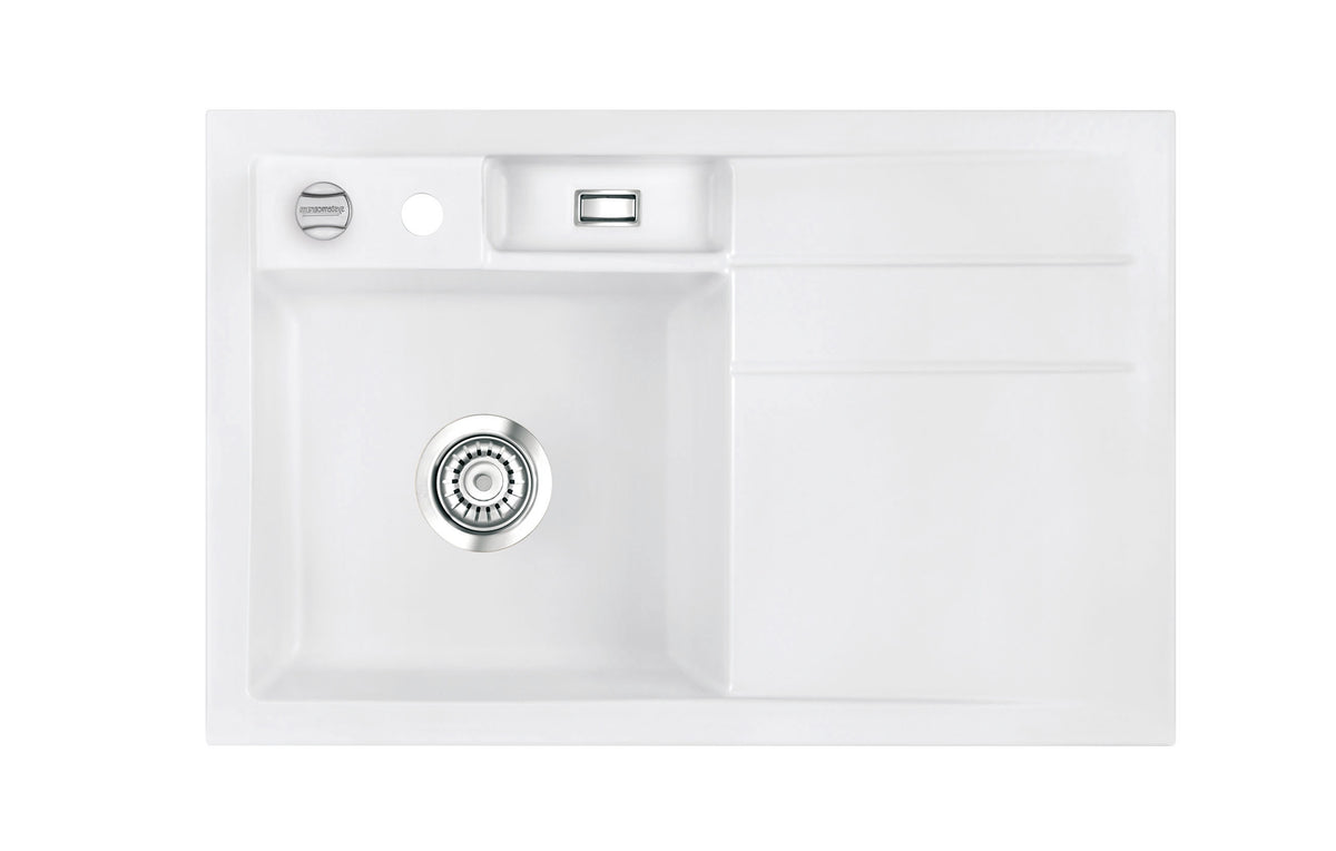 SYSTEMCERAM Einbauspüle Bela 78 Be. li. Grönland 12 inkl. Excenterbetätigung, für 45 cm Schrankbreite, Einbauspüle Auflage Becken links 50190212