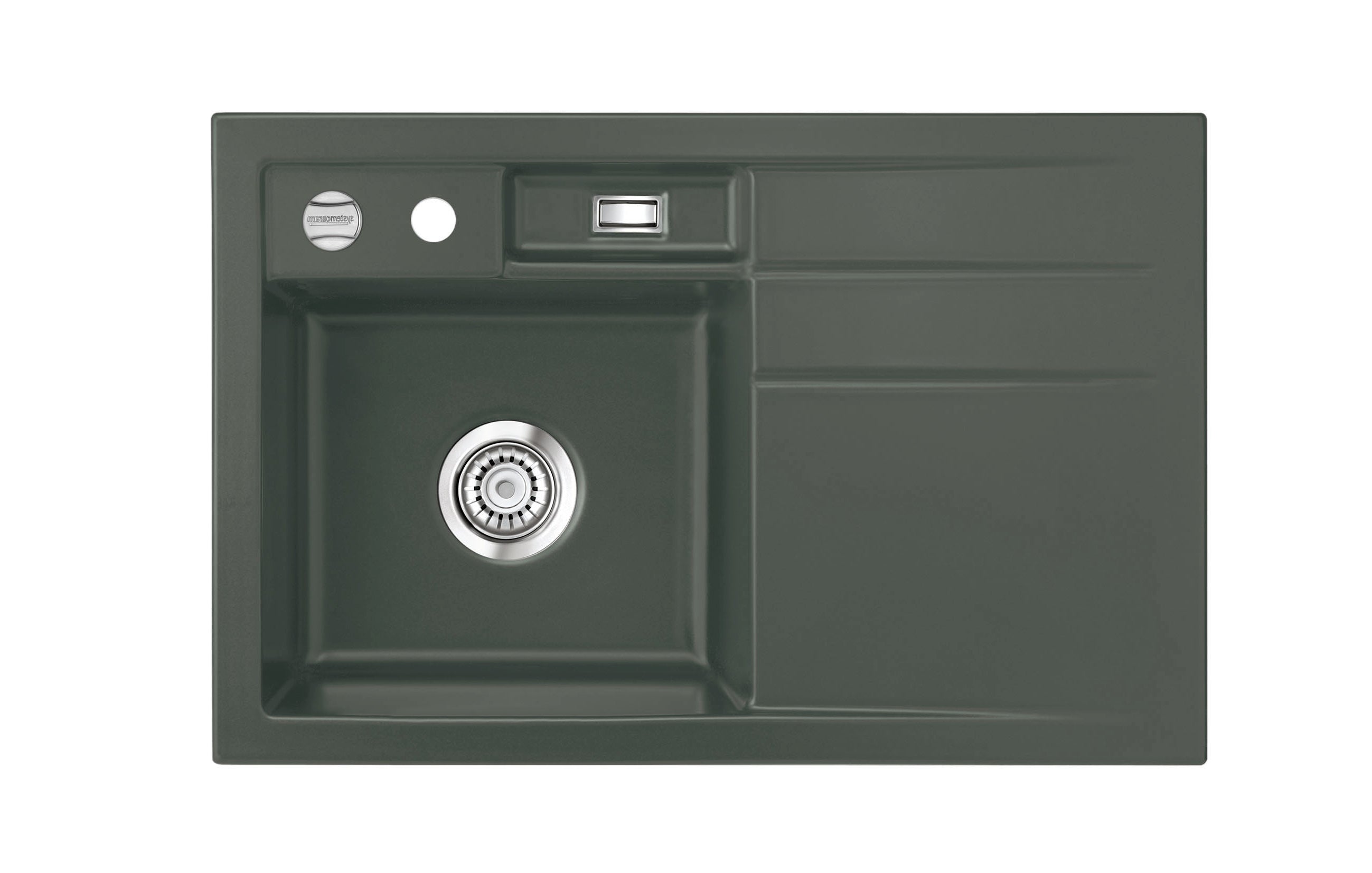 SYSTEMCERAM Einbauspüle Bela 78 F Be. Li. Lava 80 inkl. Excenterbetätigung, für 45 cm Schrankbreite, Spüle zum flächenbündigen Einbau, inkl. 4 x Eckradien R 10 Auflage Becken links 55190280