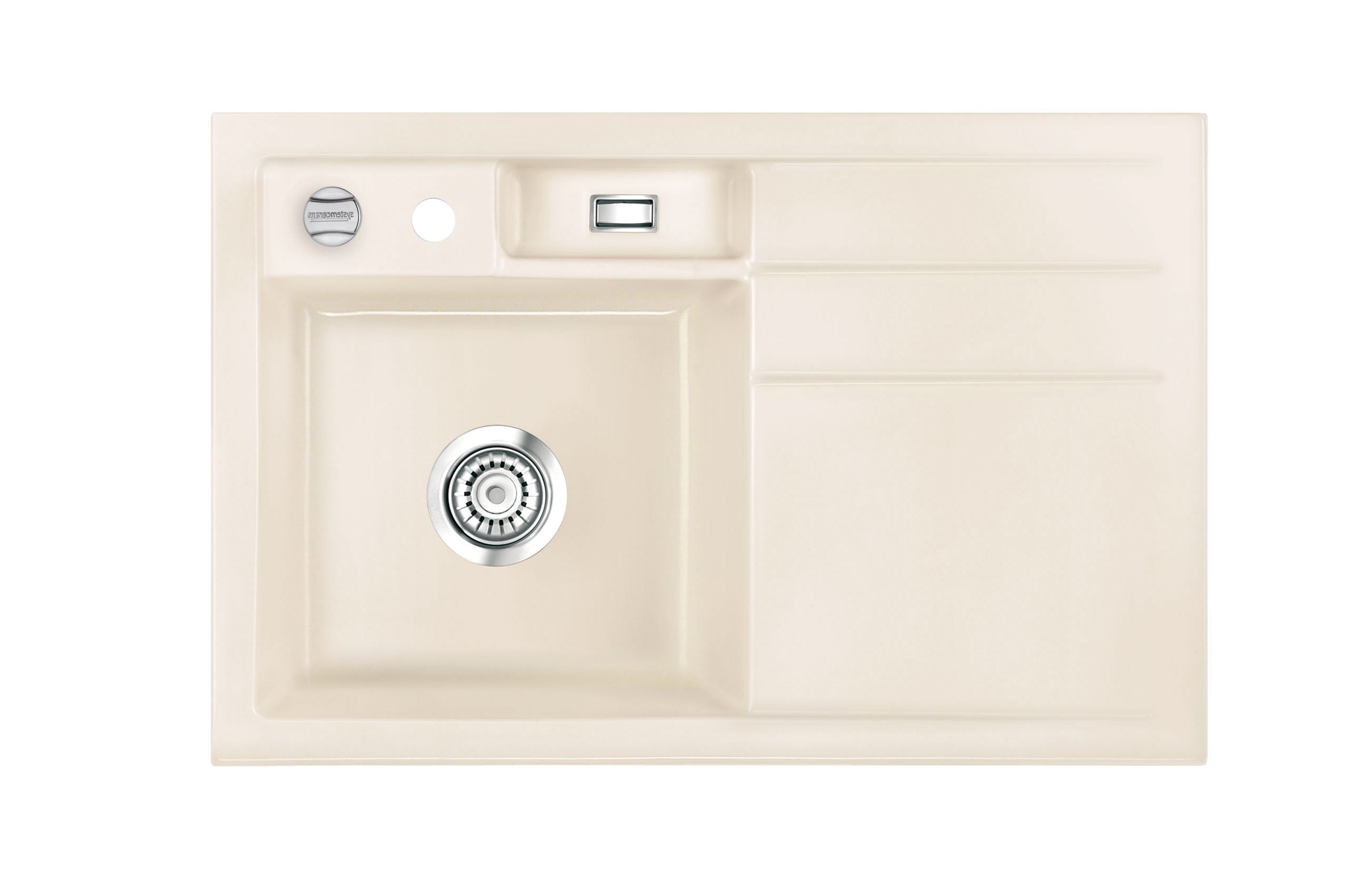 SYSTEMCERAM Einbauspüle Bela 78 Be. li. Magnolie 10 inkl. Excenterbetätigung, für 45 cm Schrankbreite, Einbauspüle Auflage Becken links 50190210