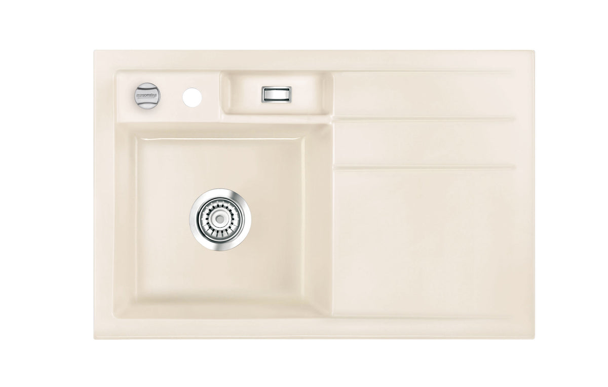 SYSTEMCERAM Einbauspüle Bela 78 Be. li. Magnolie 10 inkl. Excenterbetätigung, für 45 cm Schrankbreite, Einbauspüle Auflage Becken links 50190210