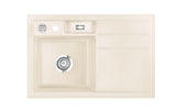 SYSTEMCERAM Einbauspüle Bela 78 Be. li. Magnolie 10 inkl. Excenterbetätigung, für 45 cm Schrankbreite, Einbauspüle Auflage Becken links 50190210