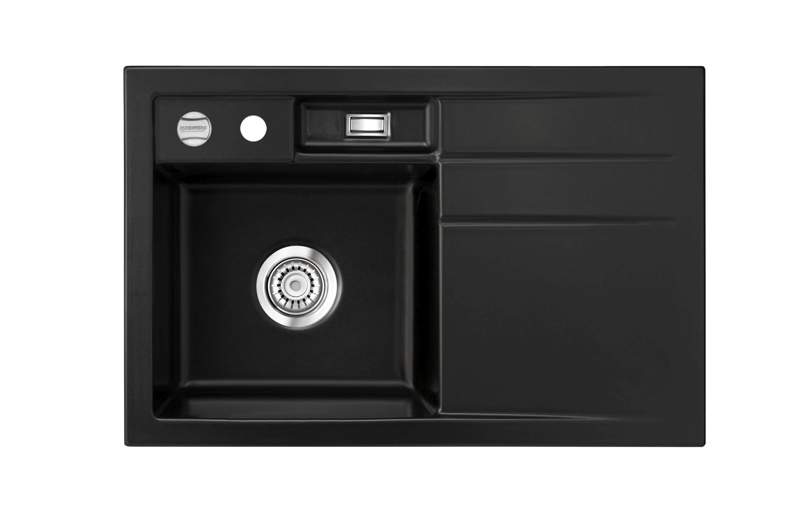 SYSTEMCERAM Einbauspüle Bela 78 Be. li. Nigra 87 inkl. Handbetätigung, für 45 cm Schrankbreite, Einbauspüle Auflage Becken links 50190187