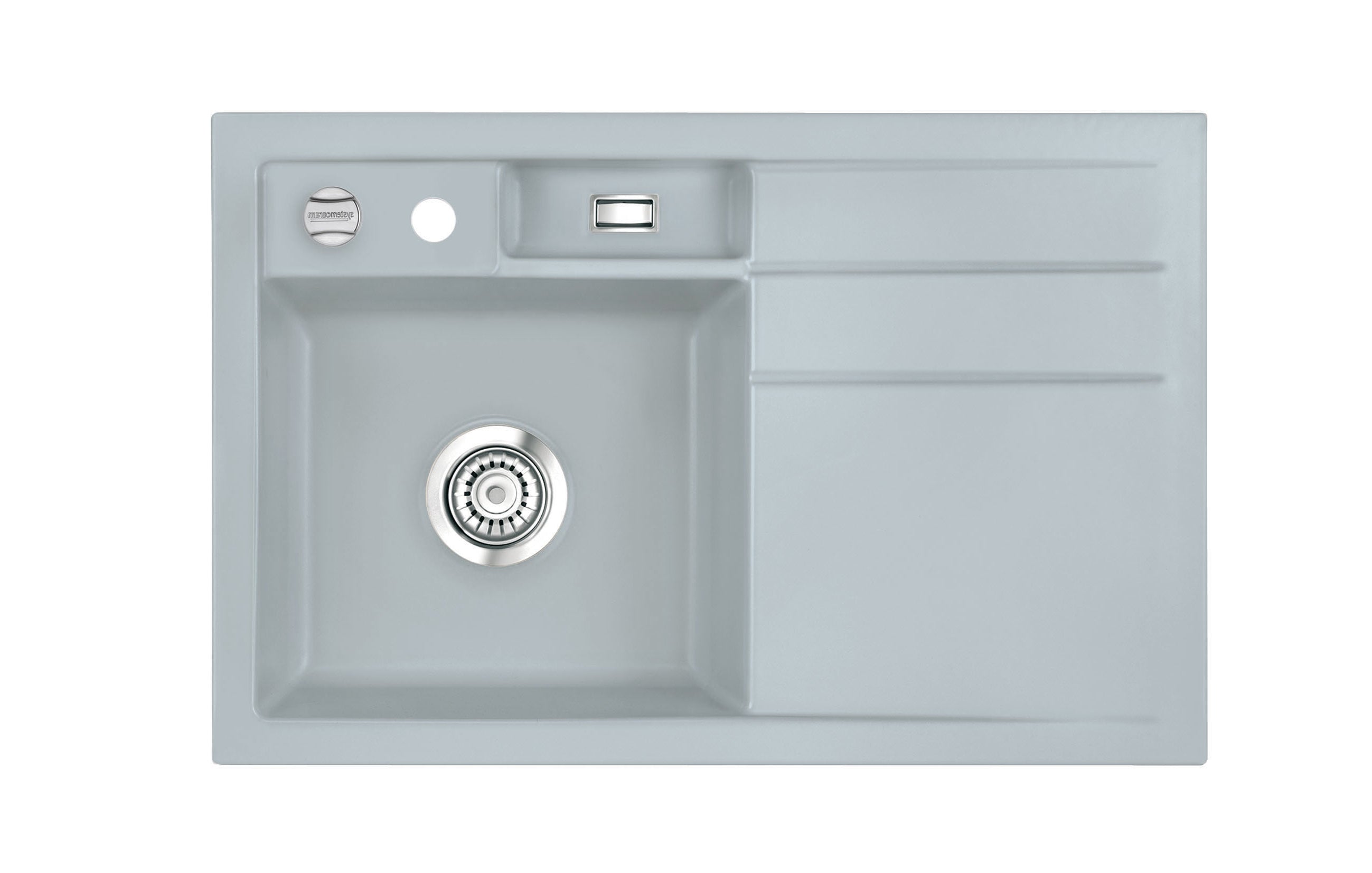 SYSTEMCERAM Einbauspüle Bela 78 F Be. Li. Titan 78 inkl. Handbetätigung, für 45 cm Schrankbreite, Spüle zum flächenbündigen Einbau, inkl. 4 x Eckradien R 10 Auflage Becken links 55190178