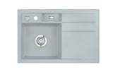 SYSTEMCERAM Einbauspüle Bela 78 F Be. Li. Titan 78 inkl. Handbetätigung, für 45 cm Schrankbreite, Spüle zum flächenbündigen Einbau, inkl. 4 x Eckradien R 10 Auflage Becken links 55190178