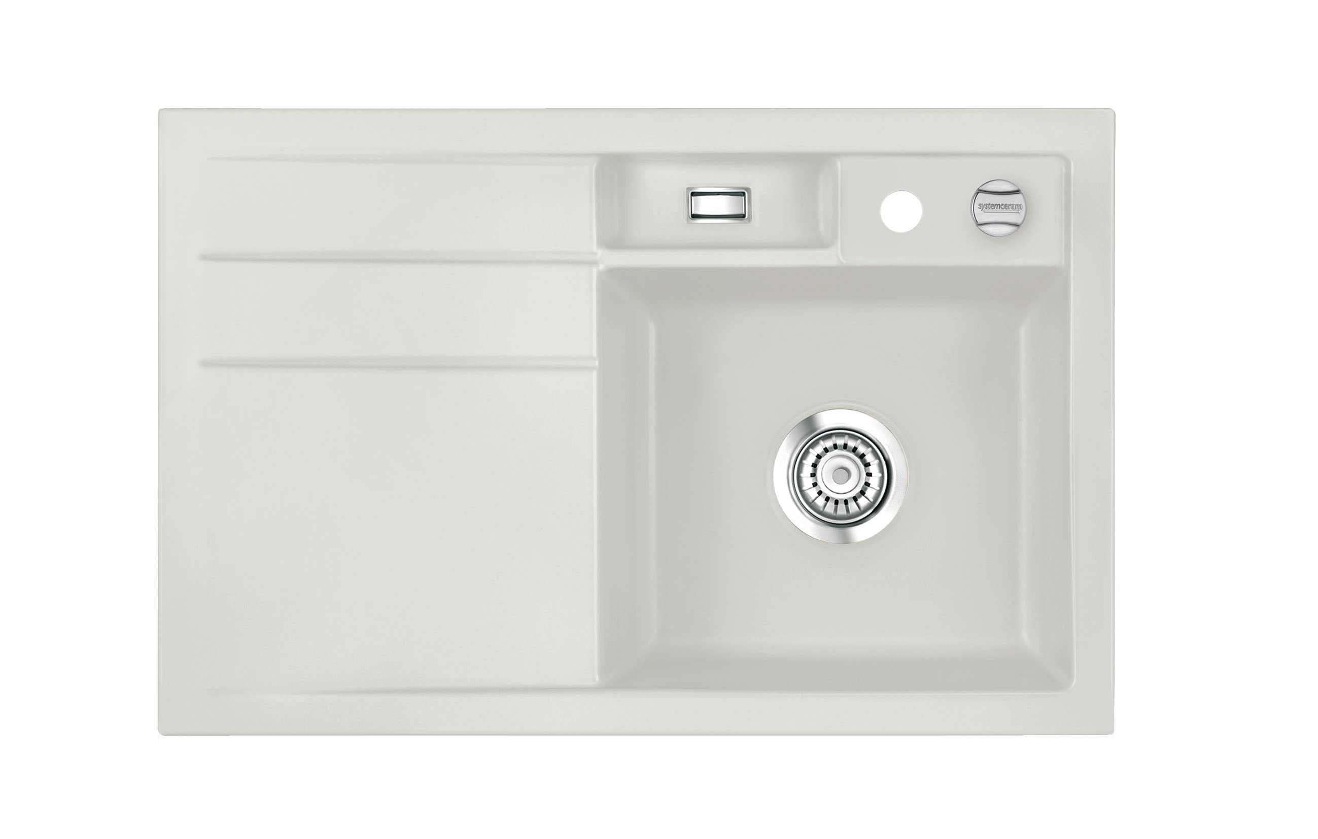 SYSTEMCERAM Einbauspüle Bela 78 Be. Re. Alu 76 inkl. Handbetätigung, für 45 cm Schrankbreite, Einbauspüle Auflage Becken rechts 50180176