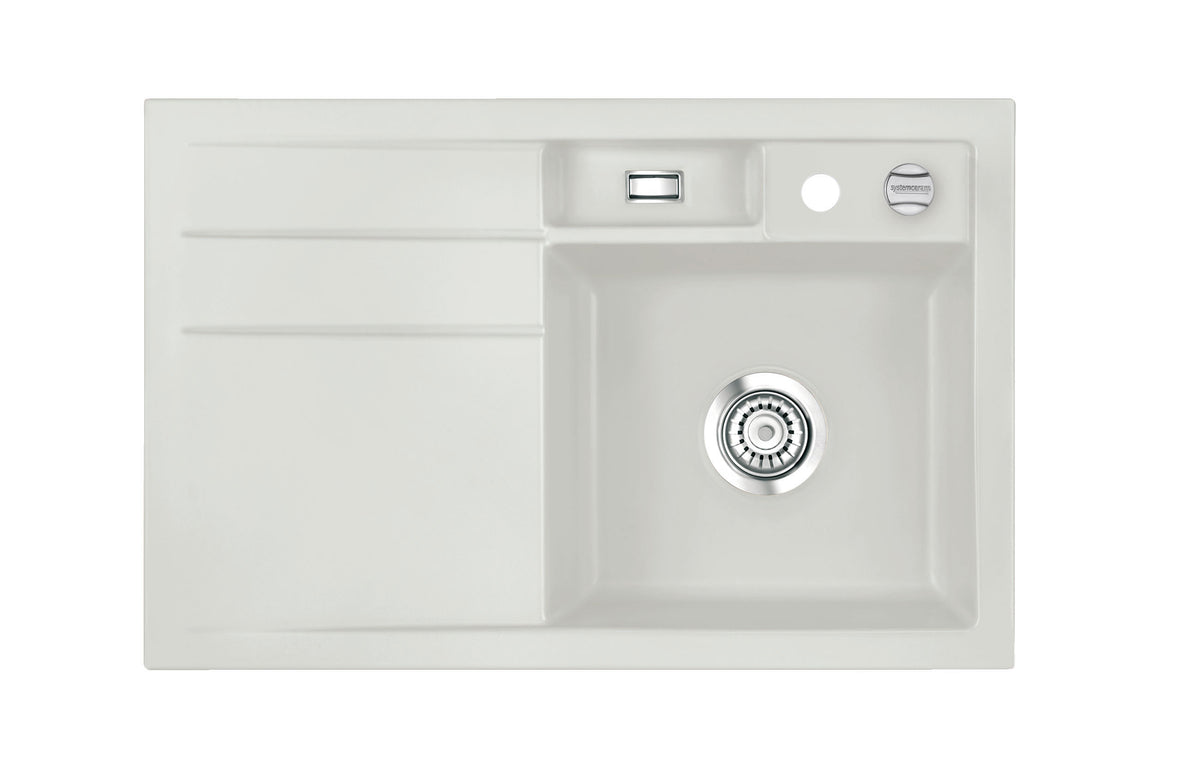 SYSTEMCERAM Einbauspüle Bela 78 Be. Re. Alu 76 inkl. Handbetätigung, für 45 cm Schrankbreite, Einbauspüle Auflage Becken rechts 50180176