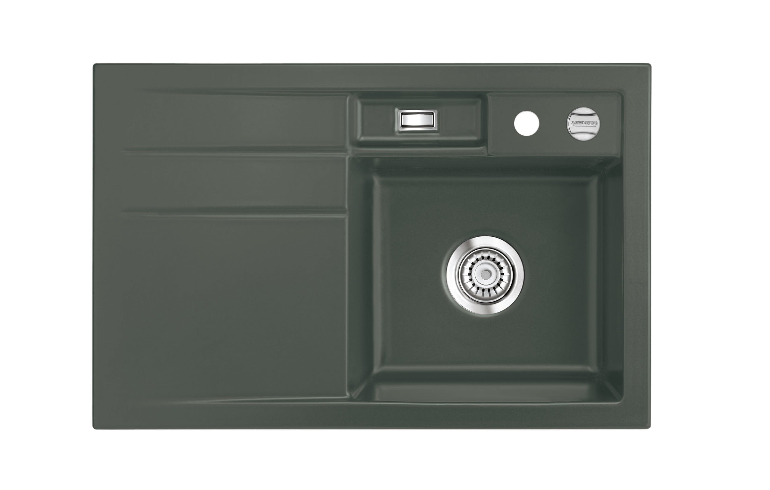 SYSTEMCERAM Einbauspüle Bela 78 Be. Re. Lava 80 inkl. Handbetätigung, für 45 cm Schrankbreite, Einbauspüle Auflage Becken rechts 50180180