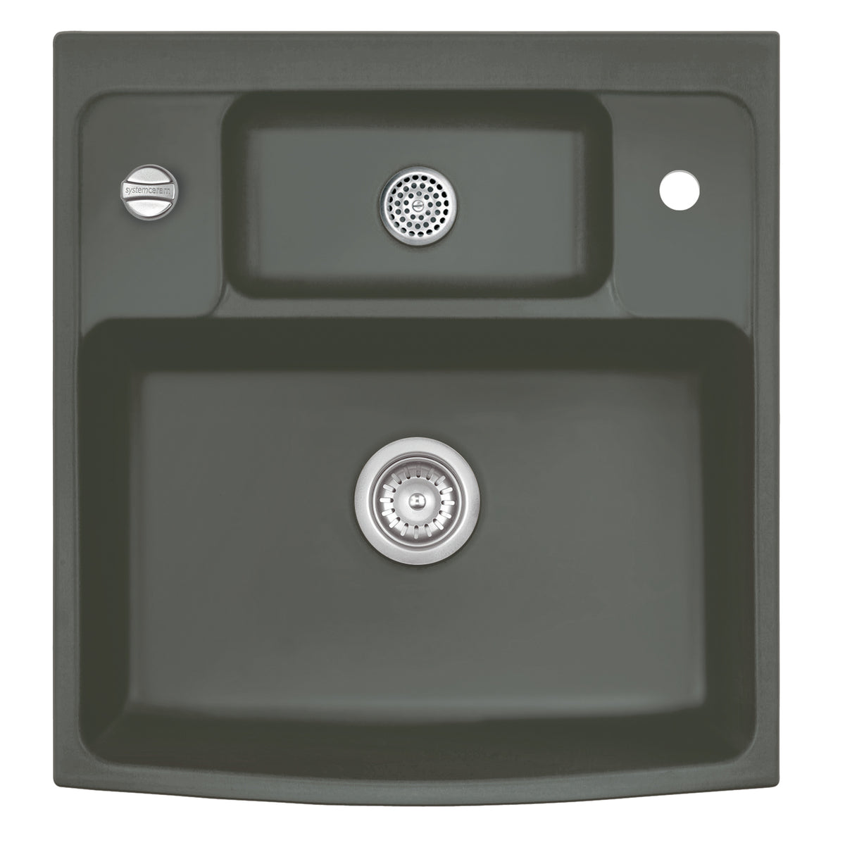 SYSTEMCERAM Einbauspüle Centra 60 Lava 80 inkl. Excenterbetätigung, für 60 cm Schrankbreite, Einbauspüle Auflage keine Beckenlage 50940280