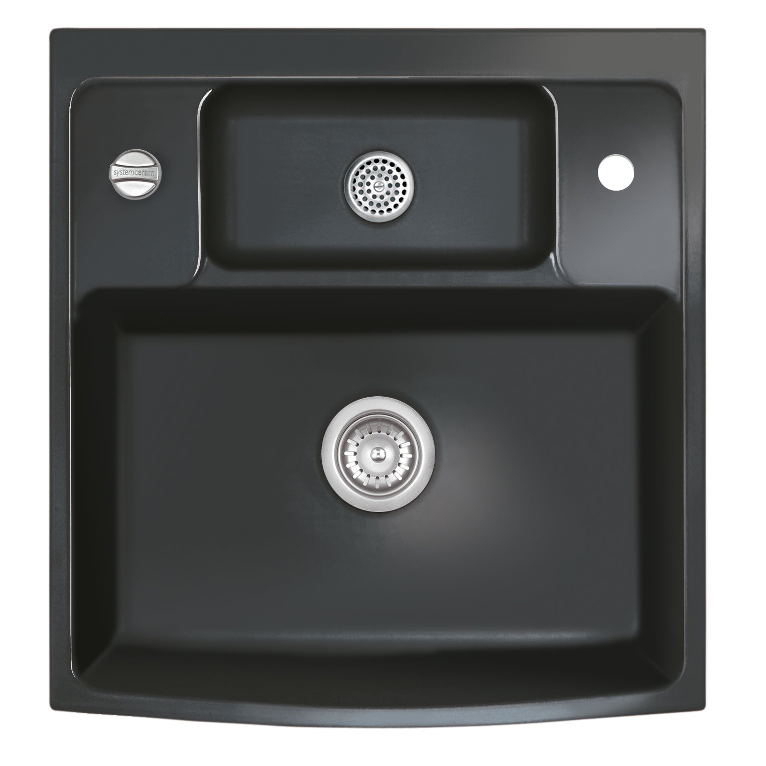 SYSTEMCERAM Einbauspüle Centra 60 Nero 68 inkl. Excenterbetätigung, für 60 cm Schrankbreite, Einbauspüle Auflage keine Beckenlage 50940268