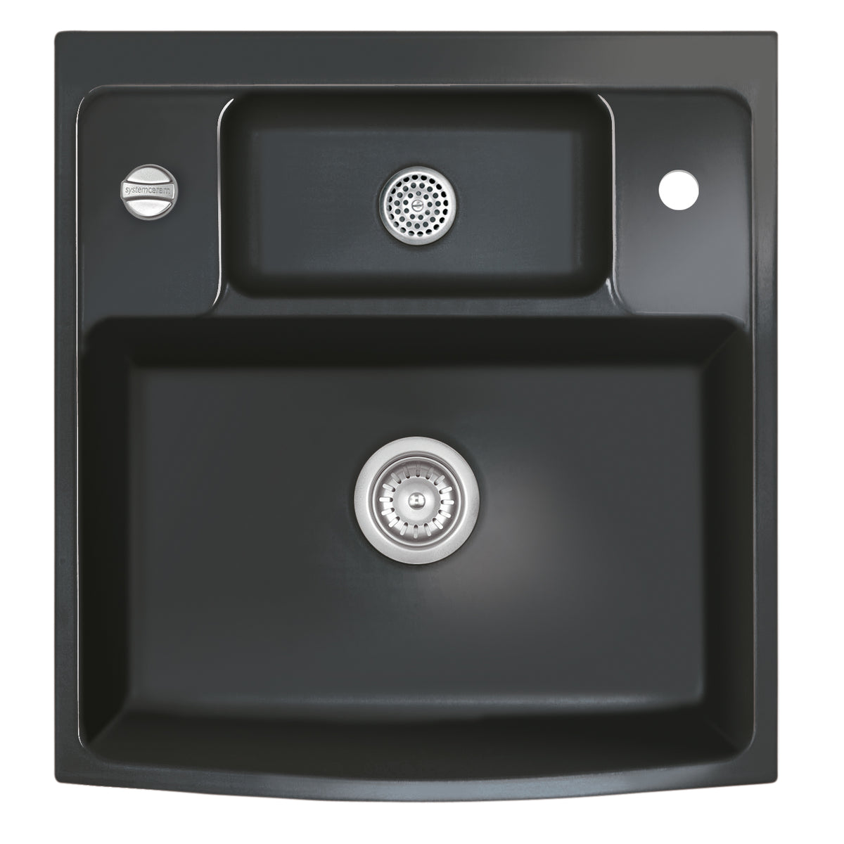 SYSTEMCERAM Einbauspüle Centra 60 Nero 68 inkl. Excenterbetätigung, für 60 cm Schrankbreite, Einbauspüle Auflage keine Beckenlage 50940268