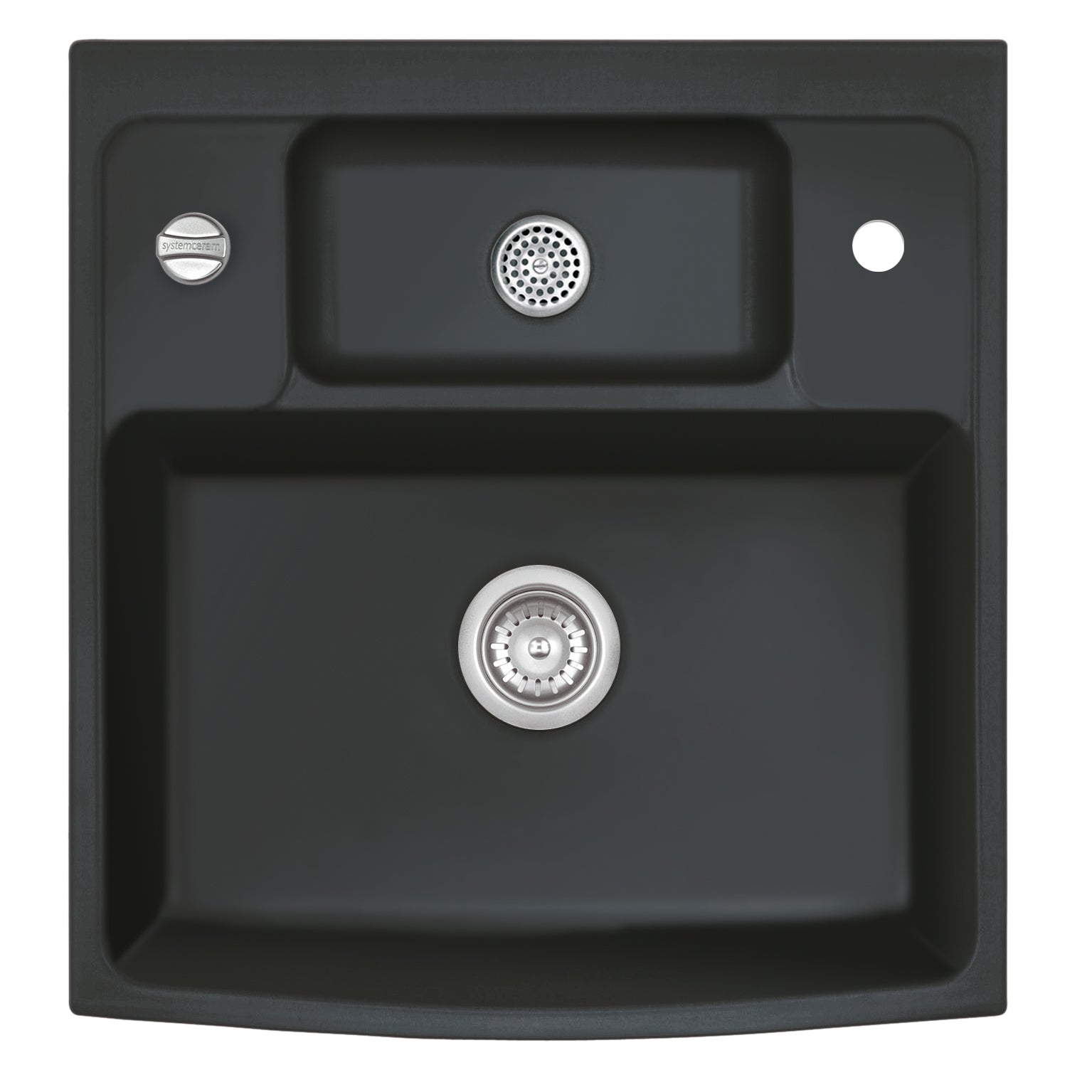 SYSTEMCERAM Einbauspüle Centra 60 Nigra 87 inkl. Excenterbetätigung, für 60 cm Schrankbreite, Einbauspüle, Auflage, keine Beckenlage 50940287
