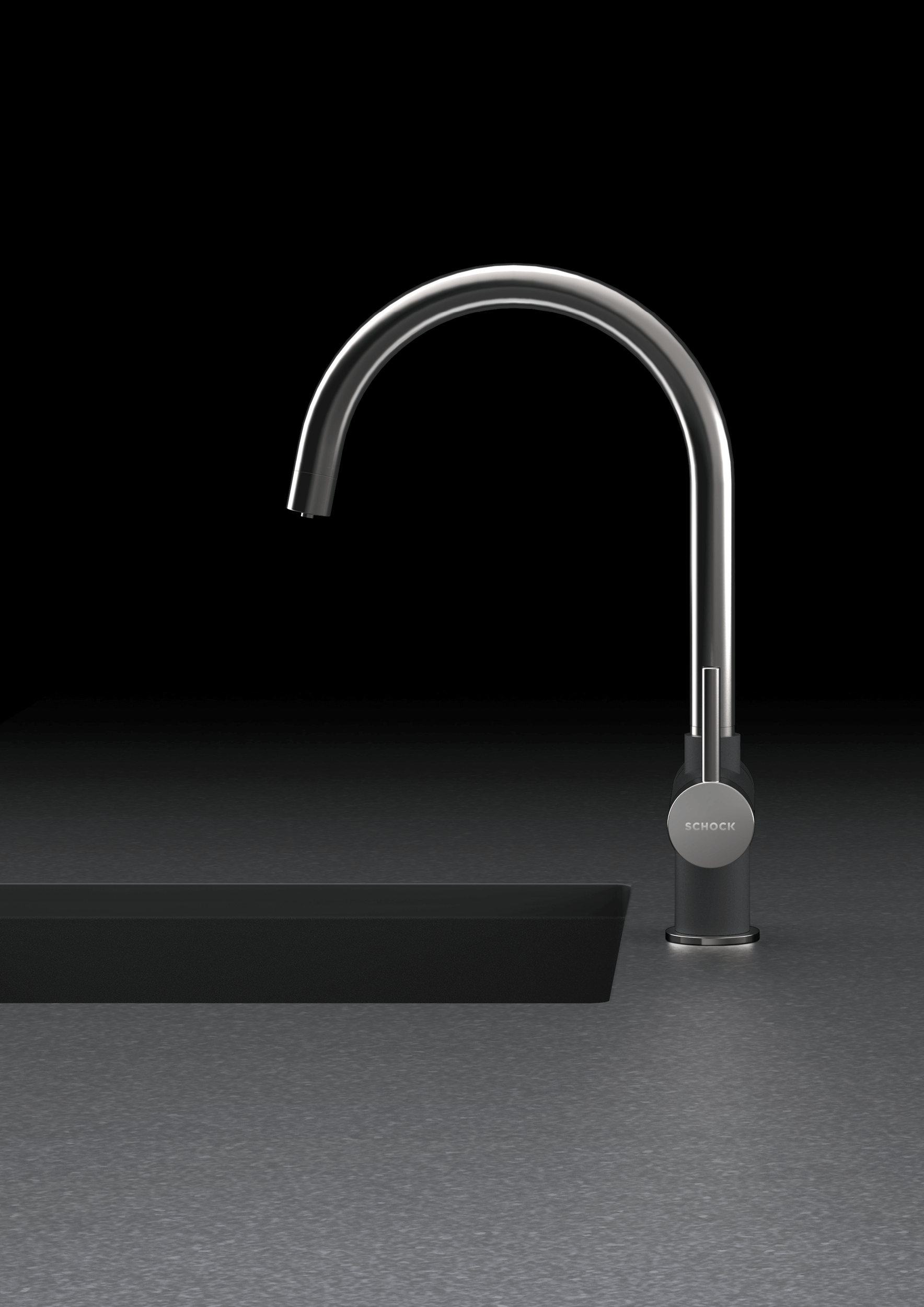 SCHOCK Einhebelmischer ARES Festauslauf  Edelstahl massiv 561000EDM